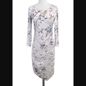REISS Gray and Purple Printed Bodycon Dress