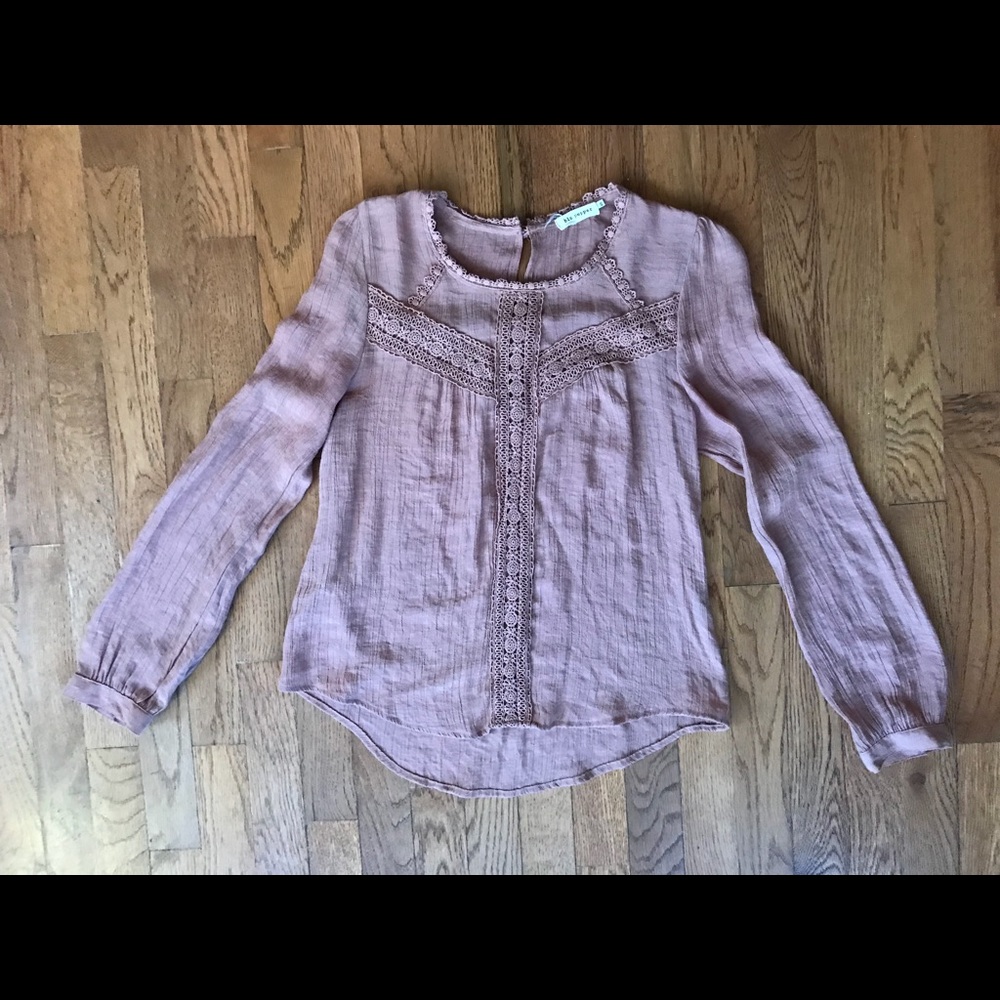 Mauve/Nude Long Sleeve Top with crochet detail