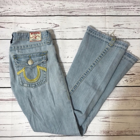 True Religion Cotton Rainbow Joey Flare Distressed - Picture 1 of 8