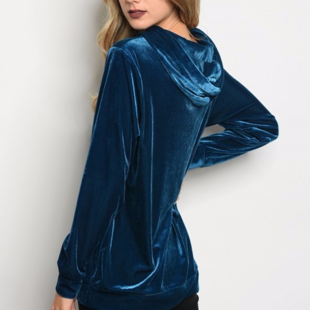 Sale🛍 bright Blue velvet hoodie - Picture 5 of 5