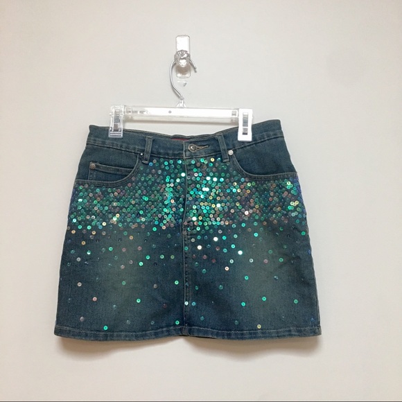 Sequin Denim Mini Skirt Hot Sale, 55 