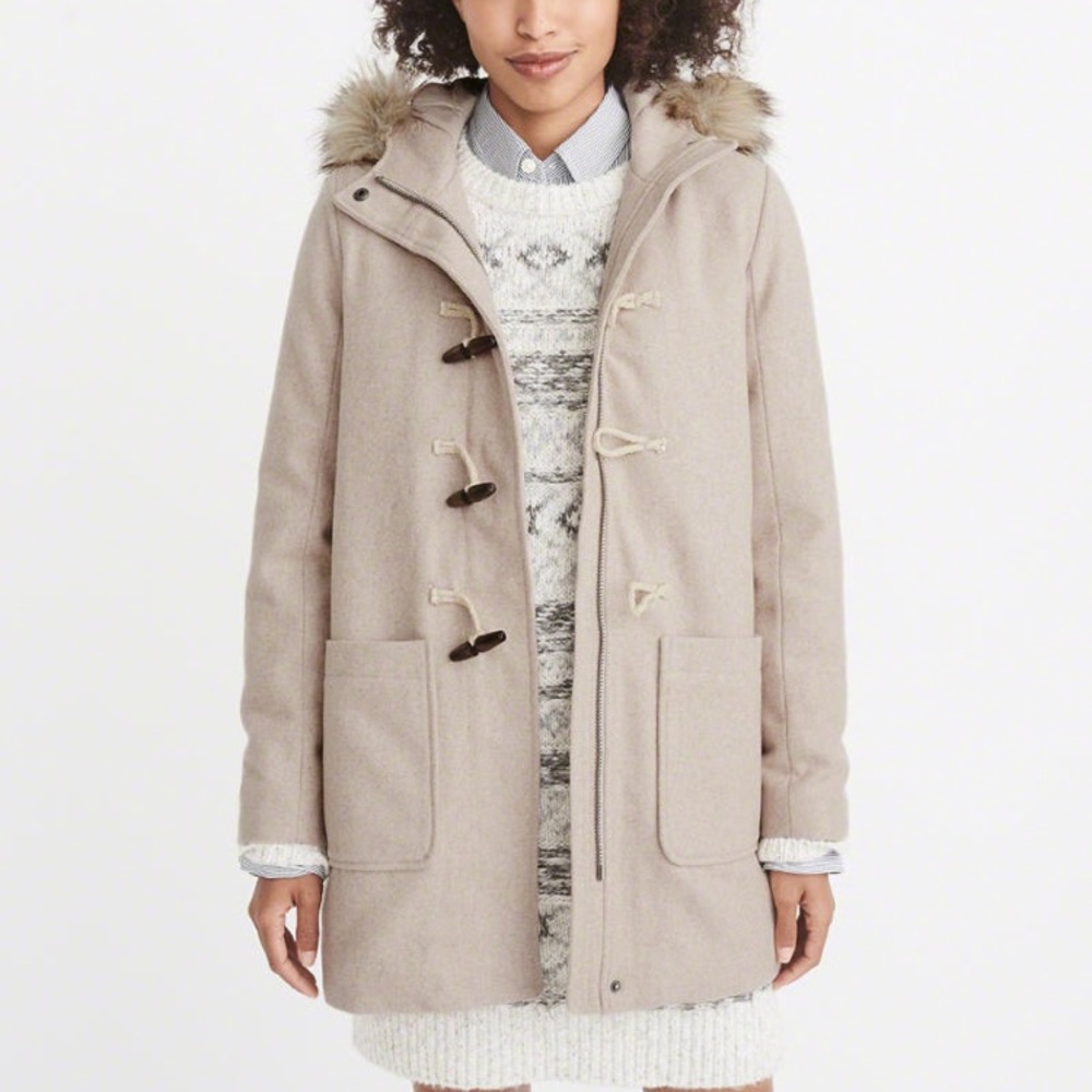 Abercrombie Wool Blend Duffle Coat in Oatmeal
