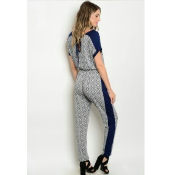 1 large left! NWOT jumpsuit, elastic waist  blue - Picture 2 of 5