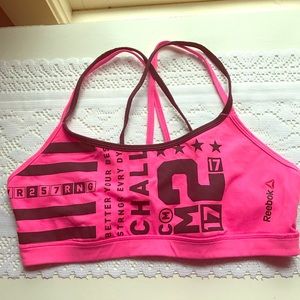 Reebok Pink crossed strap sports bra