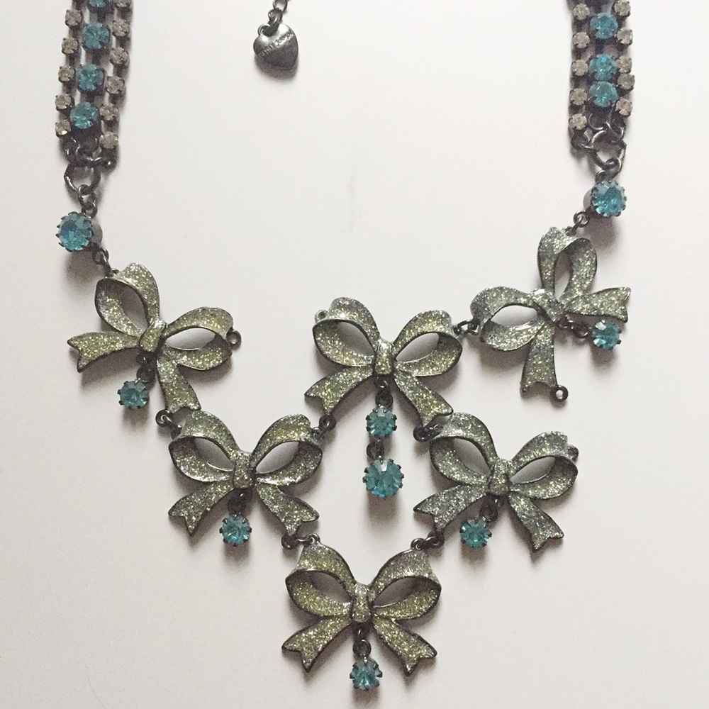 Betsey Johnson Crystal Bow Necklace