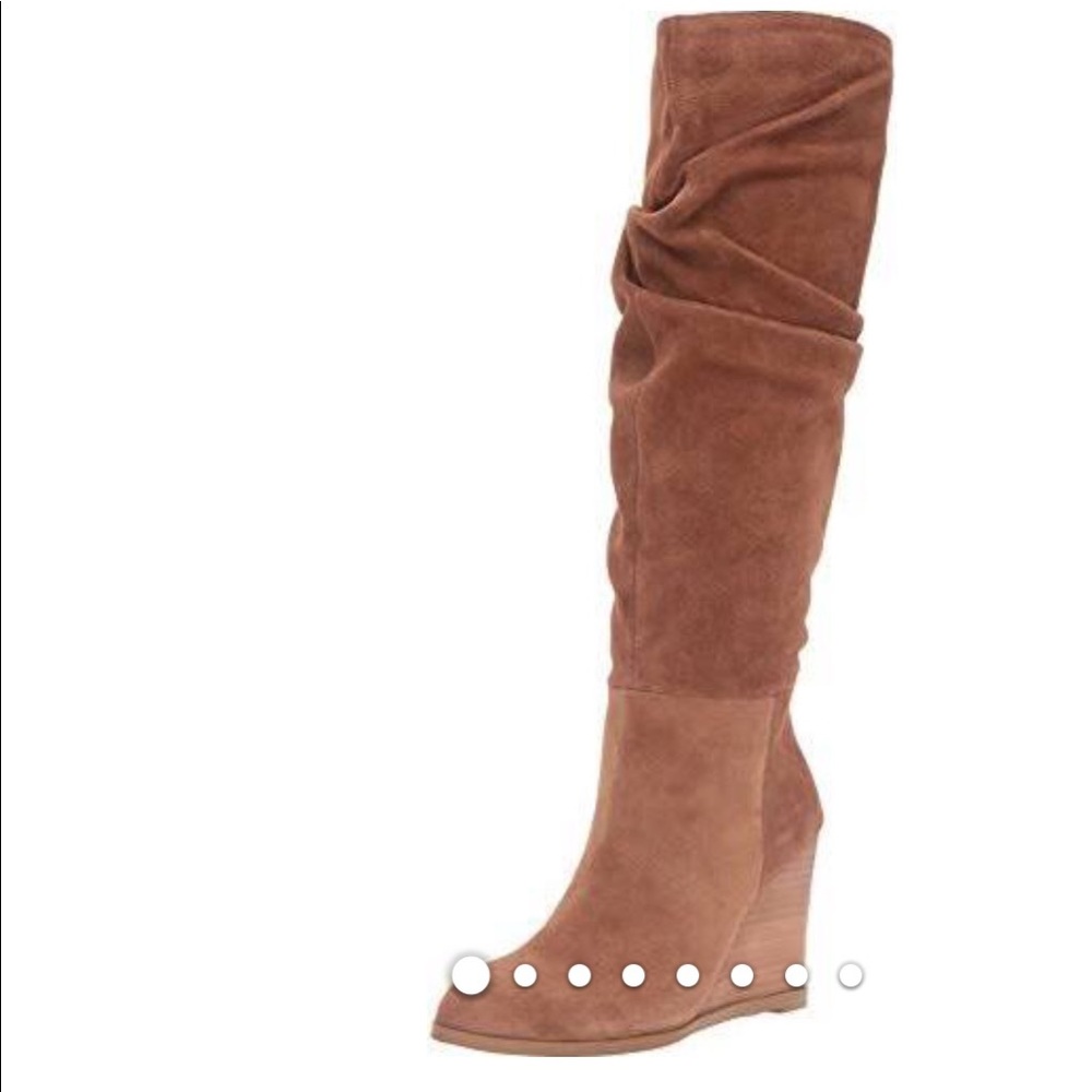 Antonio Melani Suede wedge boots with ruffles
