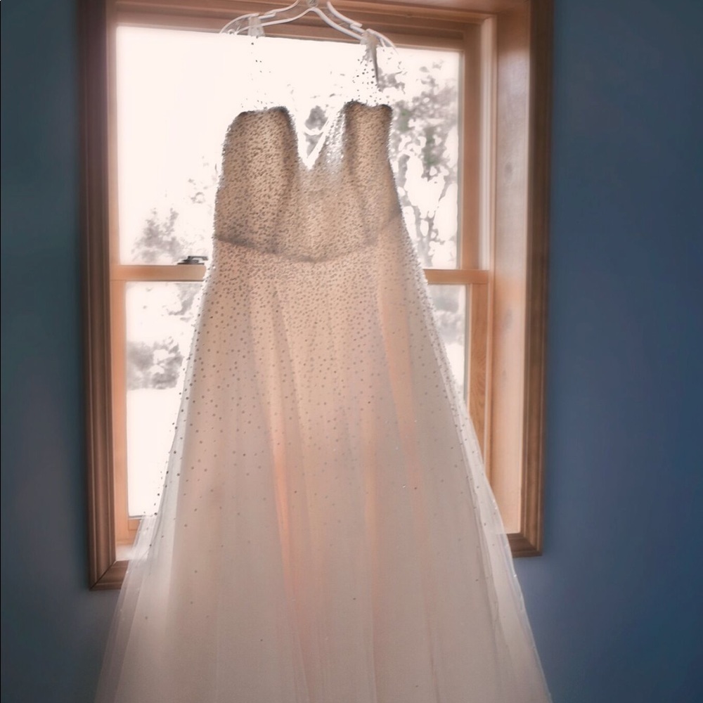 Blush beaded wedding dress