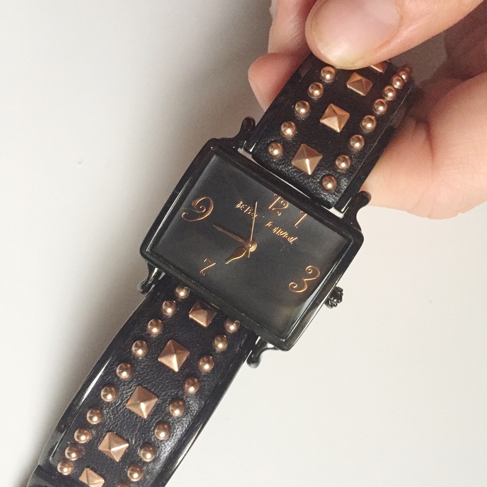 Betsey Johnson Black Leather Watch