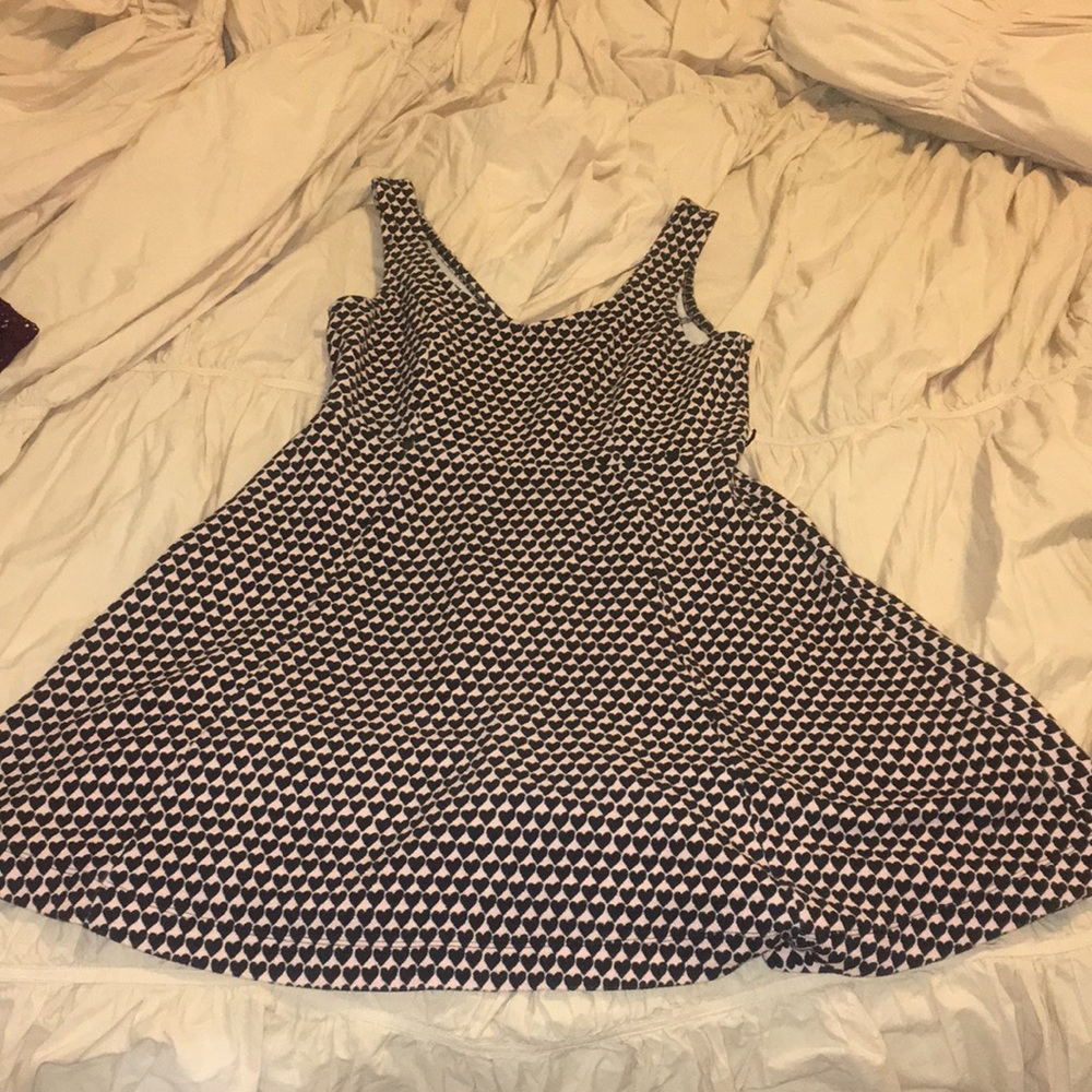 LC Lauren Conrad Pink and Black heart skater dress