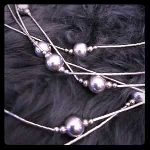 .925 Triple Strand Liquid Silver Beaded Necklace