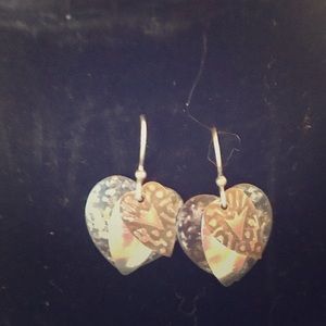 Three metal heart earrings