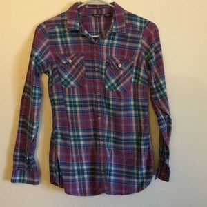 🛍 Purple and teal plaid shirt