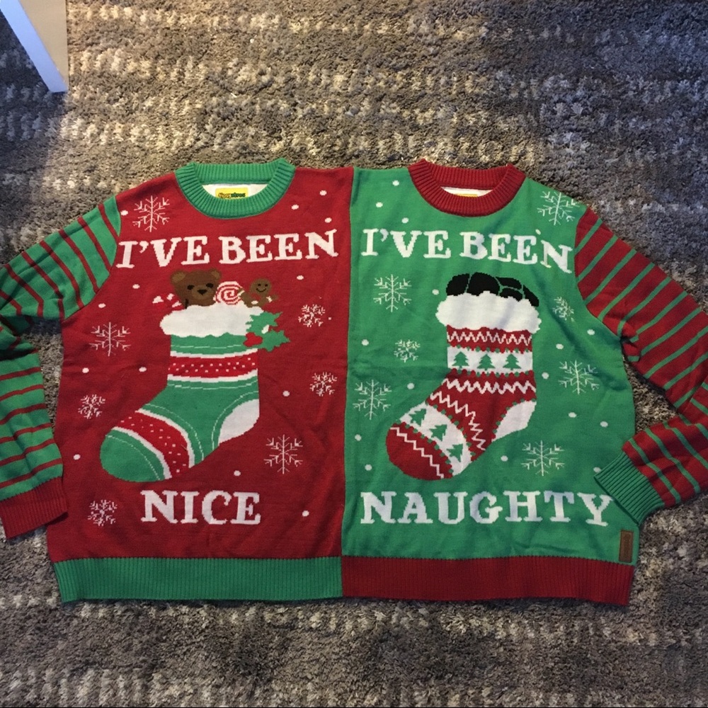 NAUGHTY & NICE TWO-PERSON UGLY CHRISTMAS SWEATER🎄