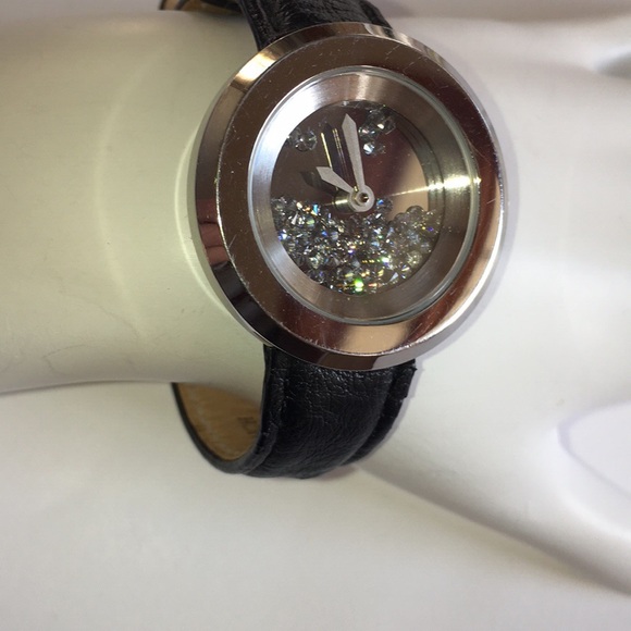 Andre Giroud Floating Diamond Black Ostrich Watch - Picture 4 of 7