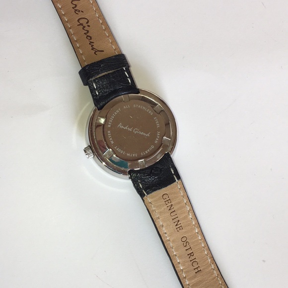 Andre Giroud Floating Diamond Black Ostrich Watch - Picture 5 of 7