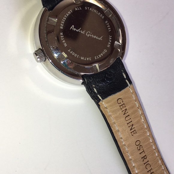 Andre Giroud Floating Diamond Black Ostrich Watch - Picture 6 of 7