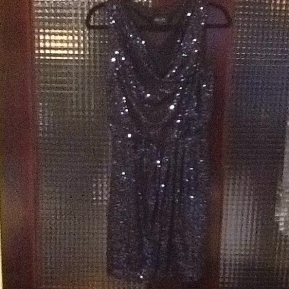 Navy blue sequins cocktail dress