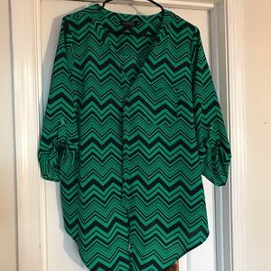 Chevron blouse - green and navy