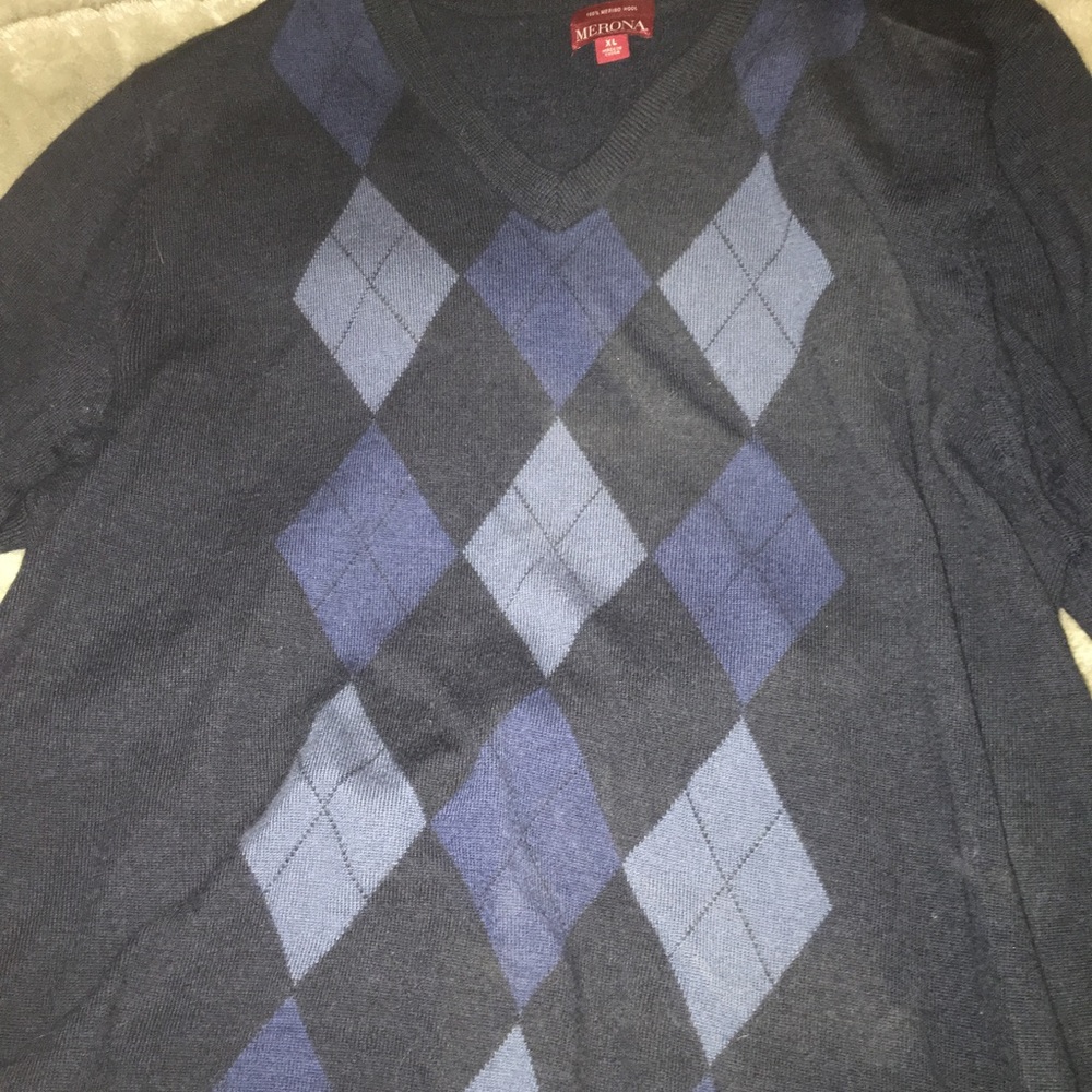 Merona Men's XL Pullover Sweater Navy/Light Blue