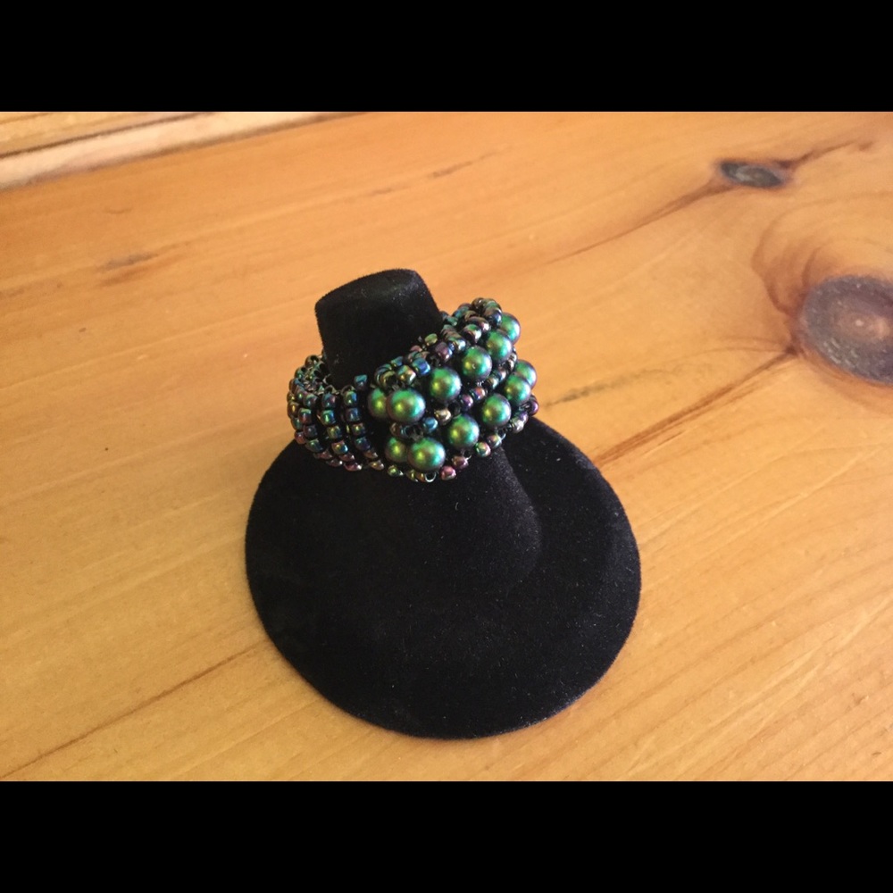 Swarovski Crystal Pearl Beaded Ring R7