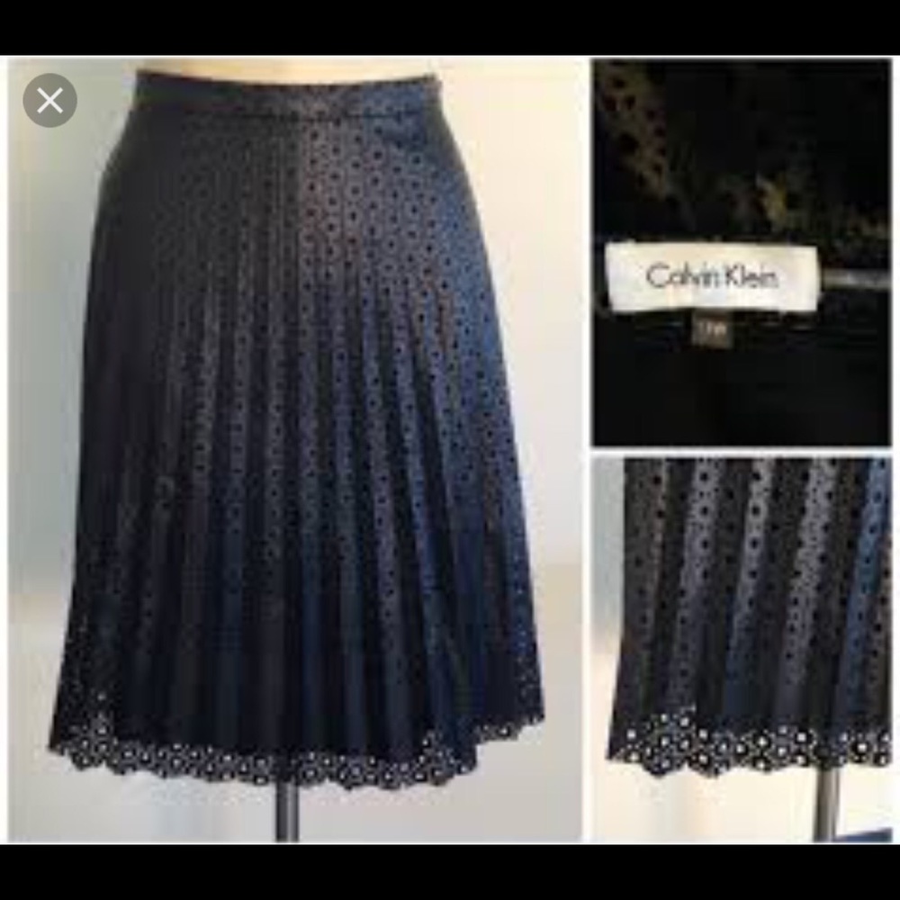Calvin Klein Pleated Parisian Faux Leather Skirt