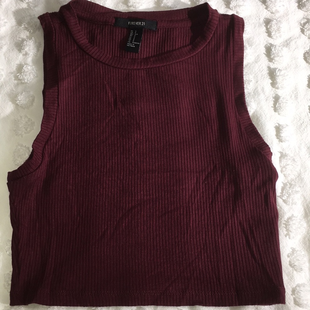 Burgundy merlot Sleeveless ribbed crop top