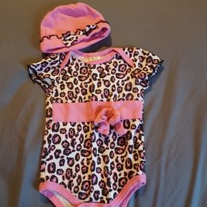 Animal print body suit with matching hat