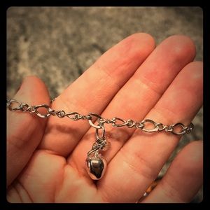 Sterling Silver Apple and chain bracelet