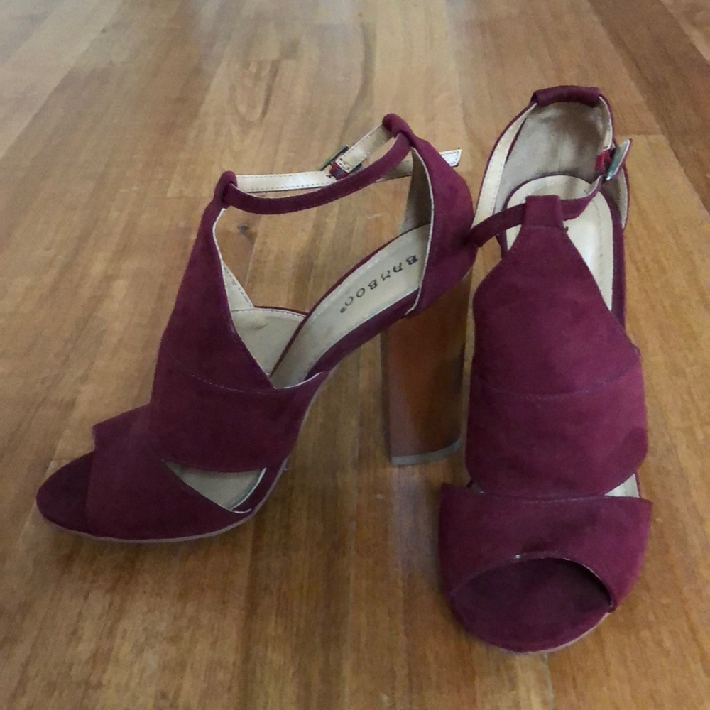 Burgundy Bamboo Heels