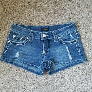 1955 vintage blue jean distressed shorts