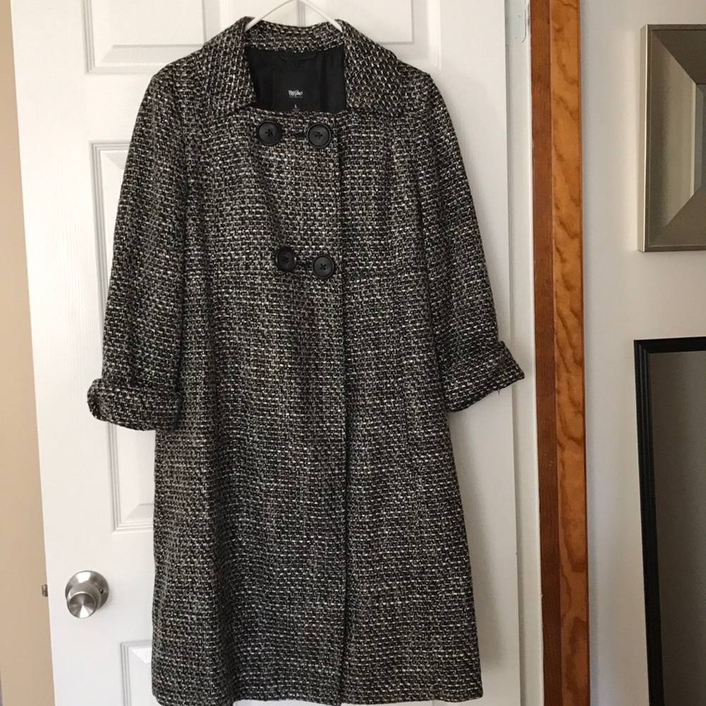 Ladies Wool Swing Waist Pea Coat Large