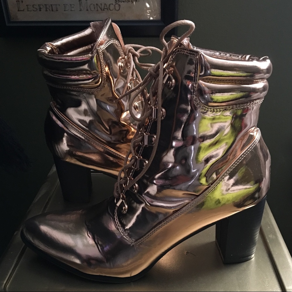 Rose Gold Combat Bootie