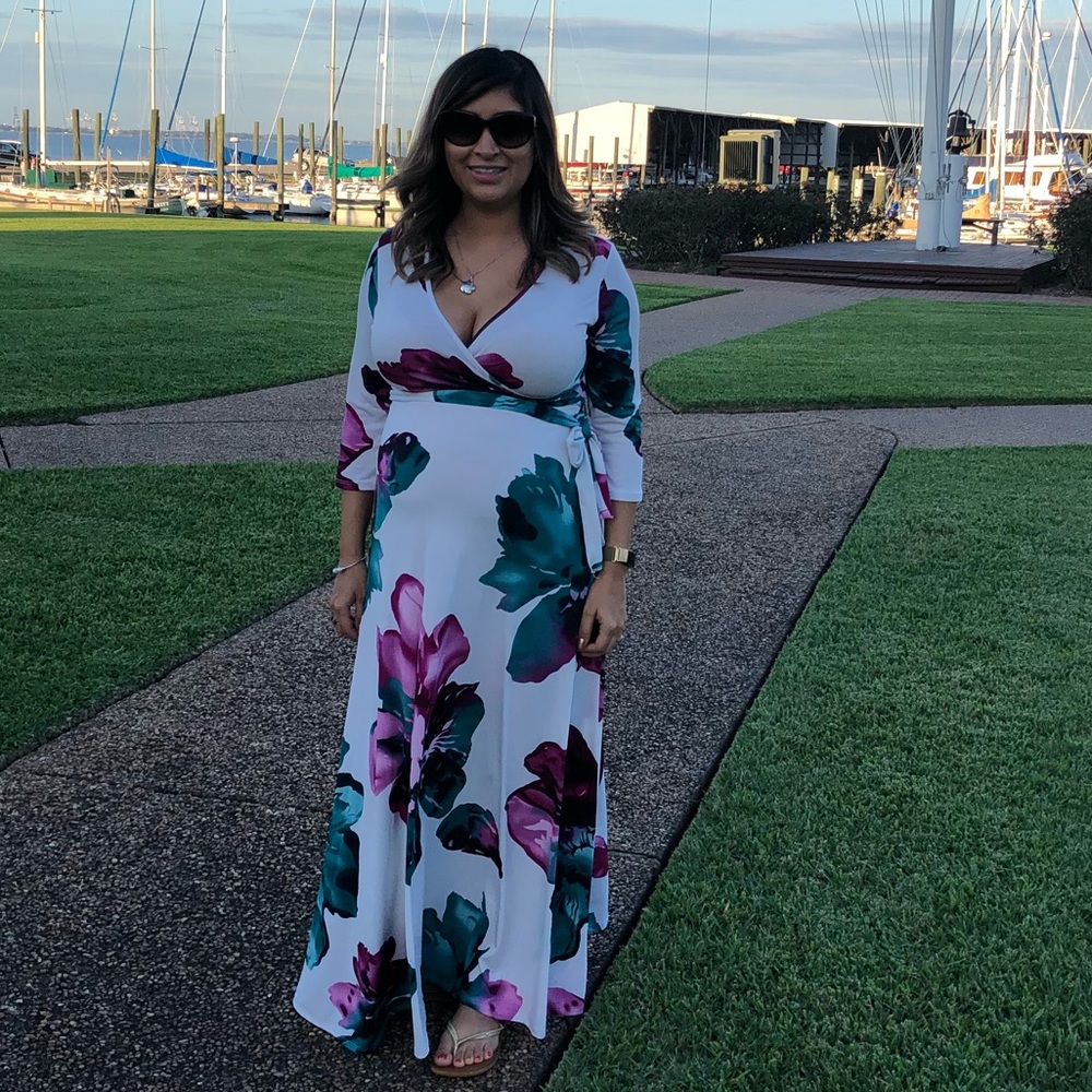 Maternity Ivory Watercolor Wrap Maxi size SM