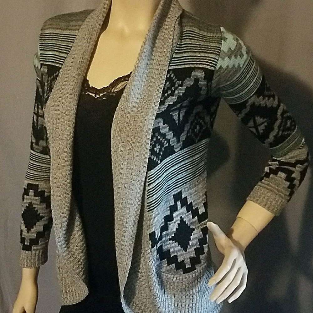 Aztec Open Front Sweater