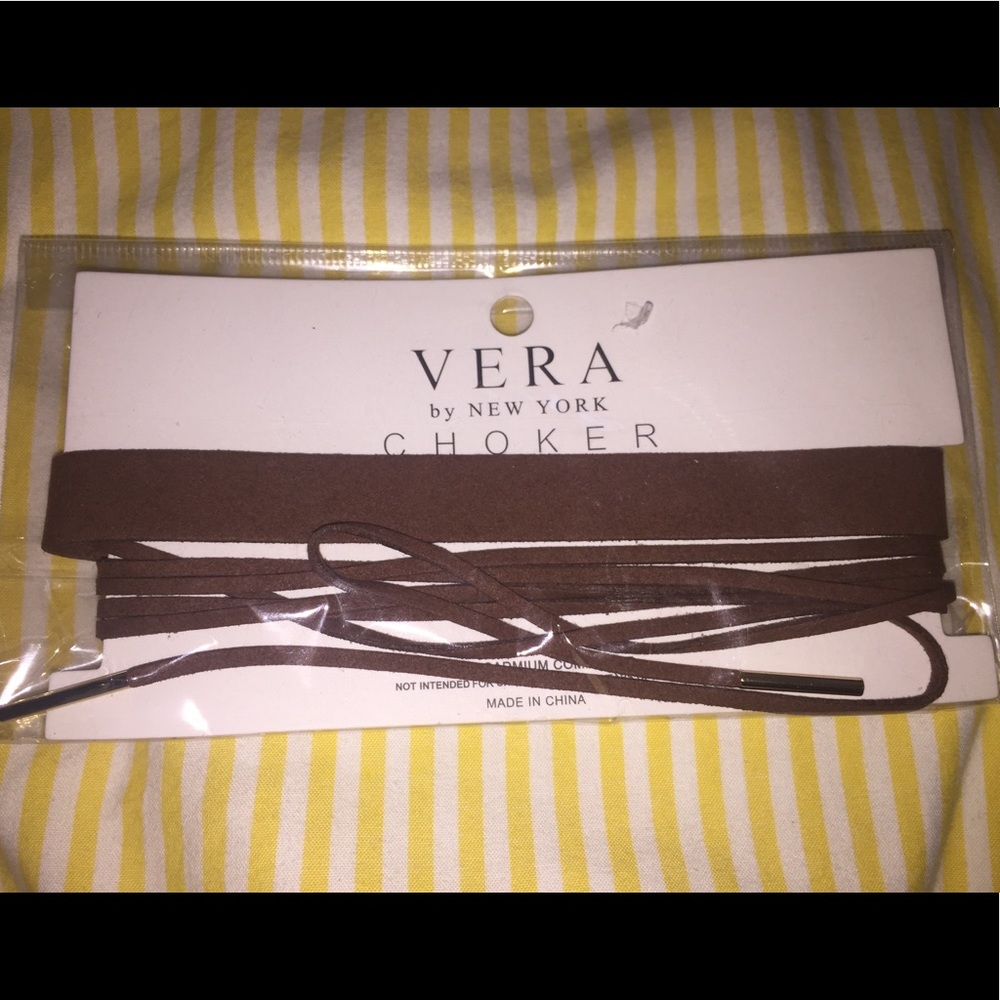 Brown suede stacker choker necklace
