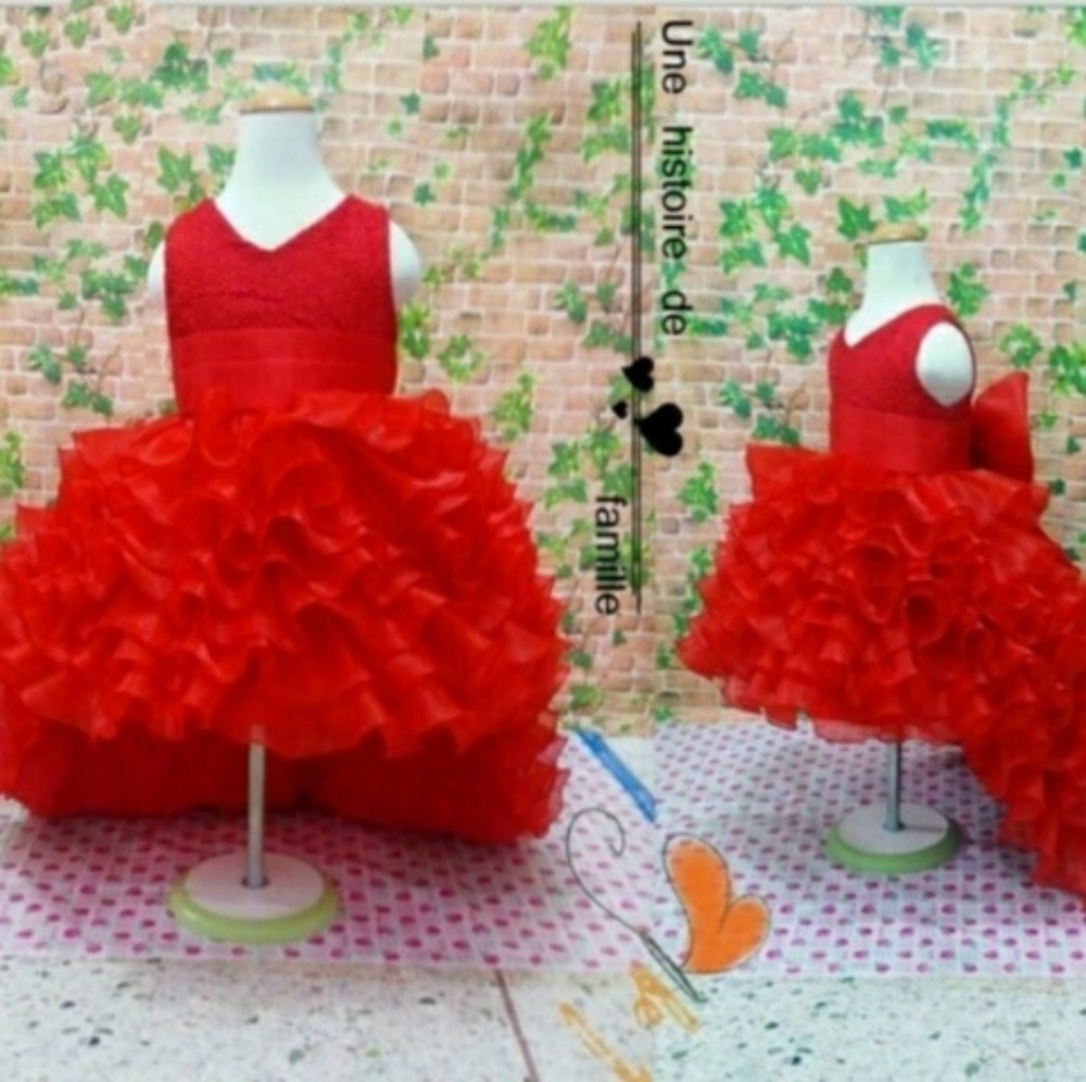 Rose Red Dress with Tail