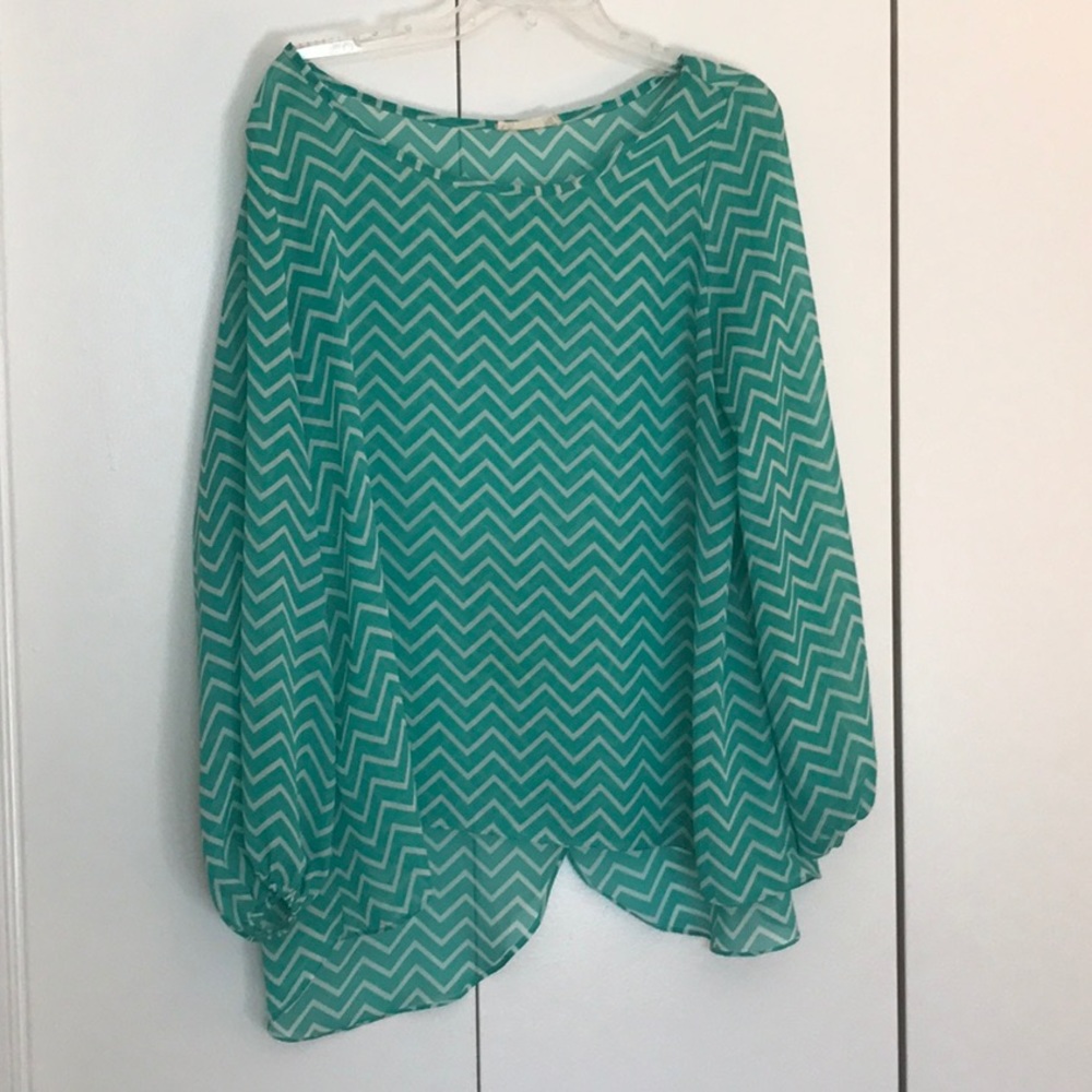 Teal sheer blouse