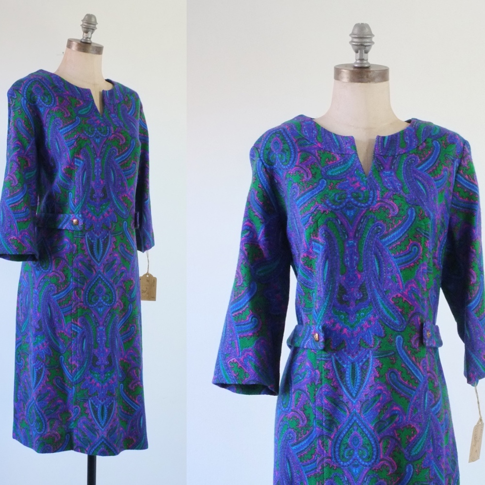 vintage 60s dress | vintage abstract paisley dress