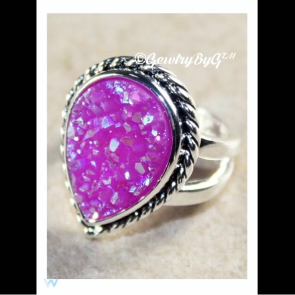 💍✨Handmade DRUZY Purple Magenta Ring!