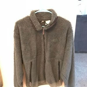 Forest green furry north face jacket