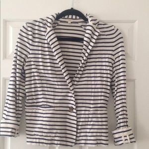 J. Crew Blue and White Striped Blazer