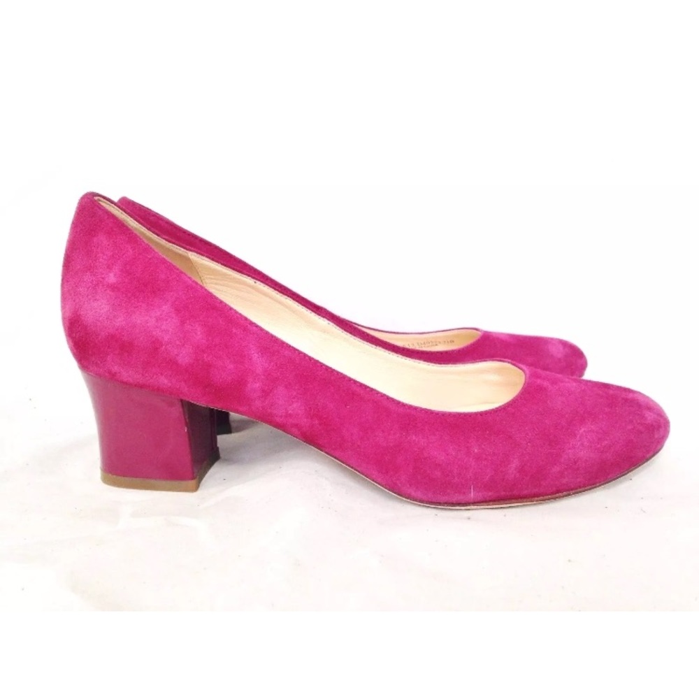 Cole Haan Bright Pink Suede Chunky Heels Pumps