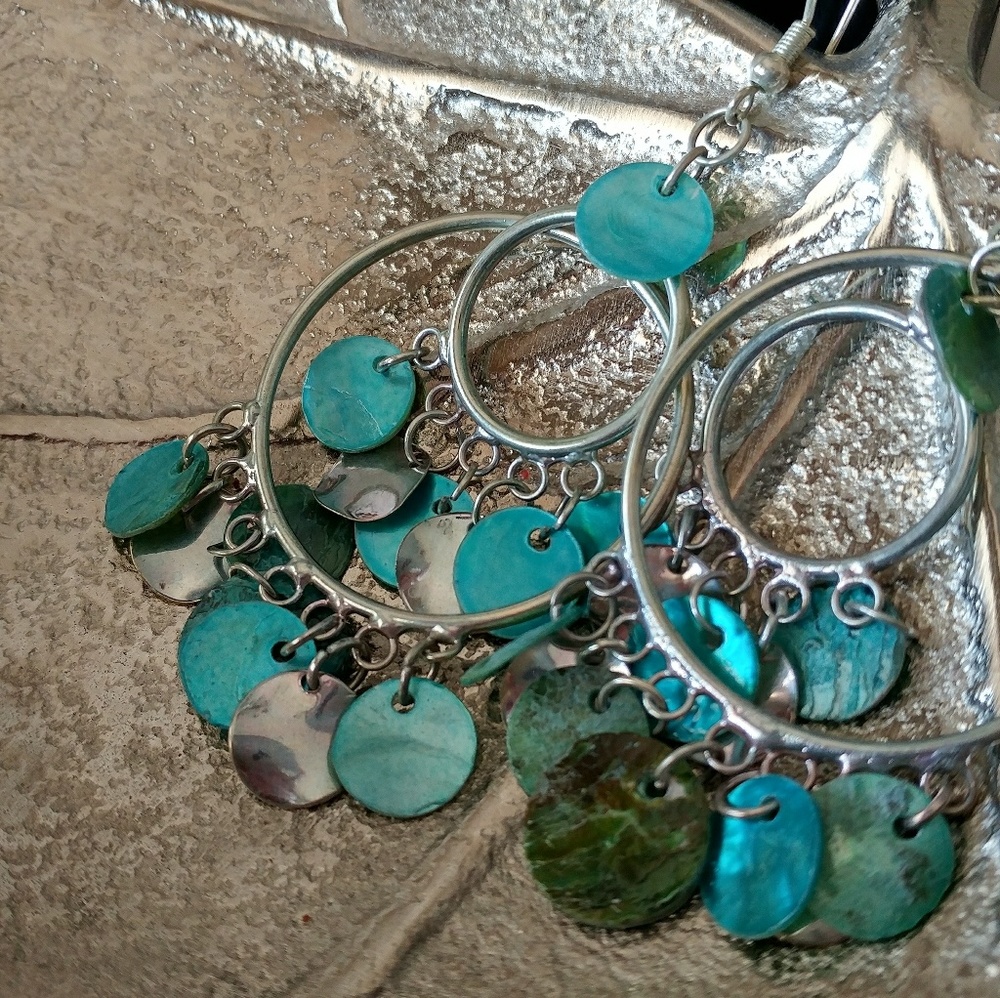 Turquoise Abalone Shell Earrings