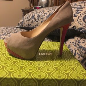 Gianni Bini monk taupe heels