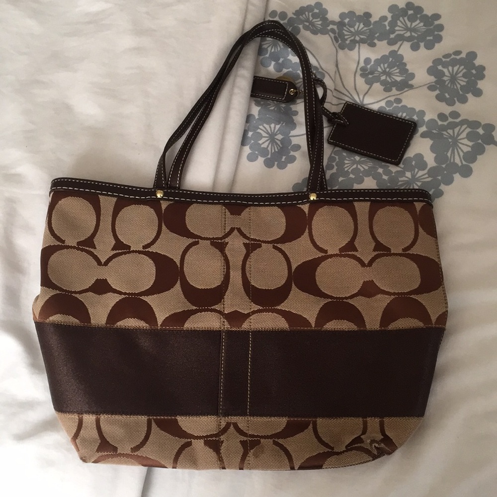 Coach Signature Strip Reversible Tote