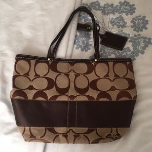 Coach Signature Strip Reversible Tote