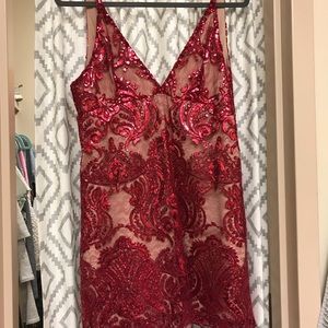 Free People Night Shimmers Dress Sequin Red