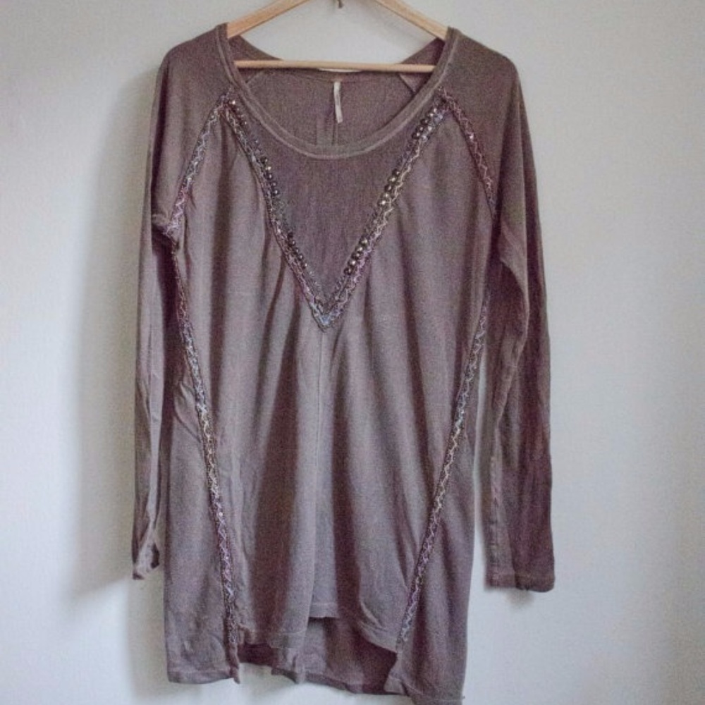 Free People Beaded Long Sleeve XS