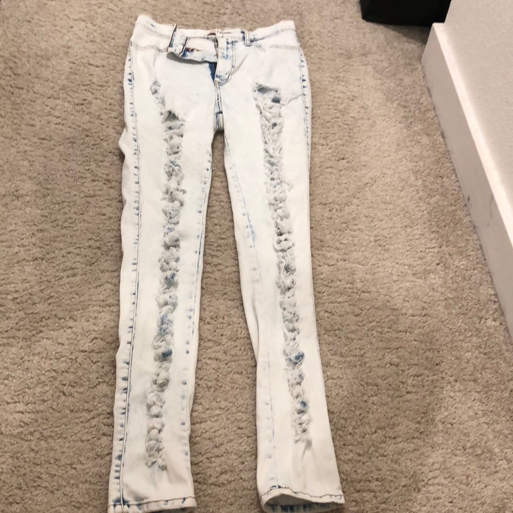 Acid Washed Ripped Skinny Jeans