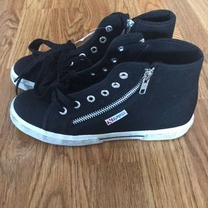 New Superga Black High Top Sneakers Size 38